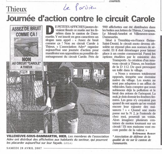 Le Parisien 28 avril 2007